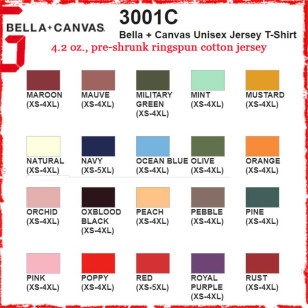 Bella + Canvas 3001C 4.2 oz. Unisex / Adult Men Jersey T Shirt (Special Order)